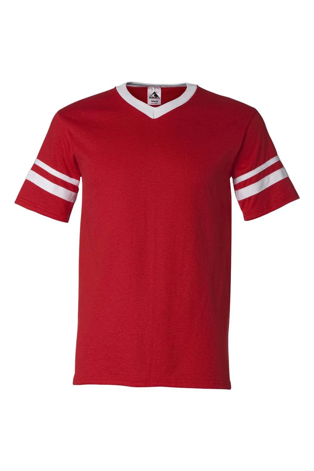 Augusta Sportswear Mens Short Sleeve V-Neck T-Shirt - Red/White