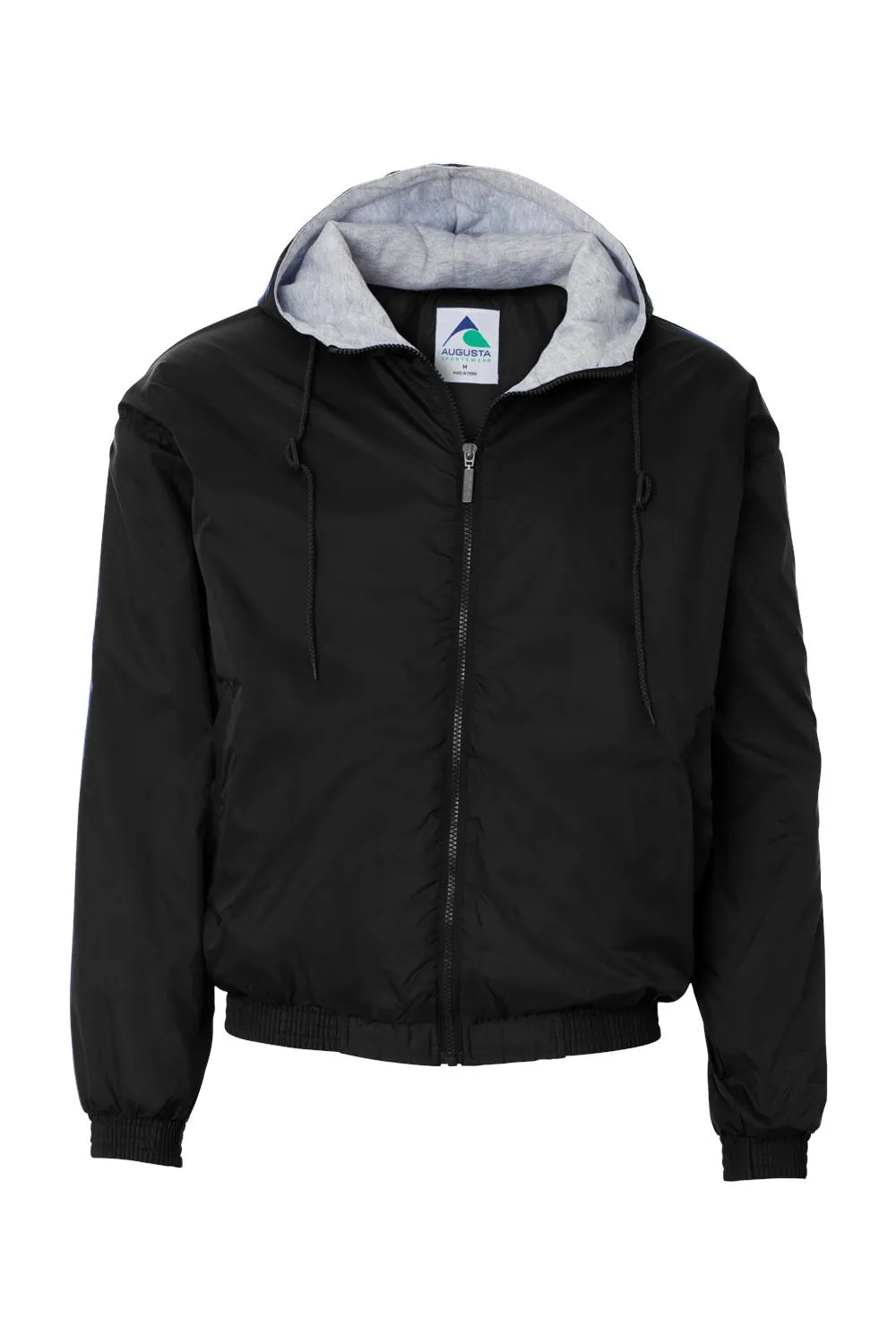 Augusta Sportswear Mens Water Resistant Full Zip Hooded Jacket - Black