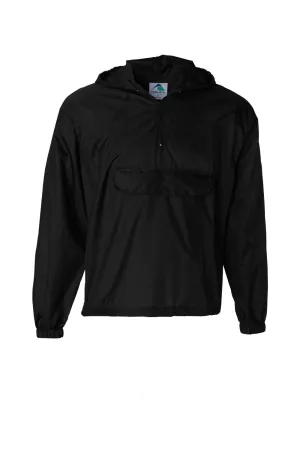 Augusta Sportswear Mens Water Resistant Packable 1/4 Zip Hooded Jacket - Black