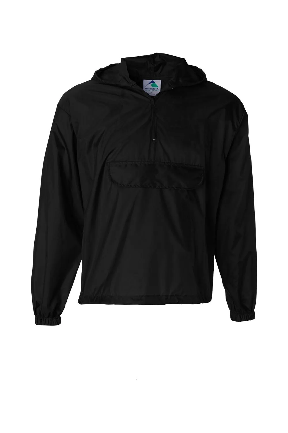 Augusta Sportswear Mens Water Resistant Packable 1/4 Zip Hooded Jacket - Black