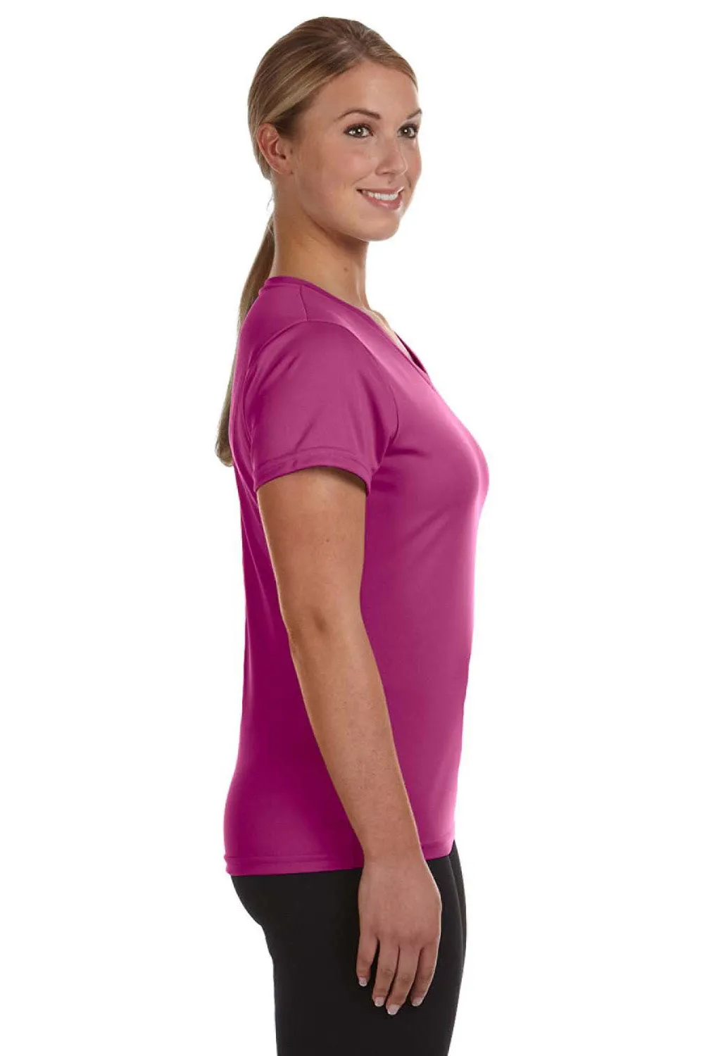 Augusta Sportswear Womens Moisture Wicking Short Sleeve V-Neck T-Shirt - Power Pink