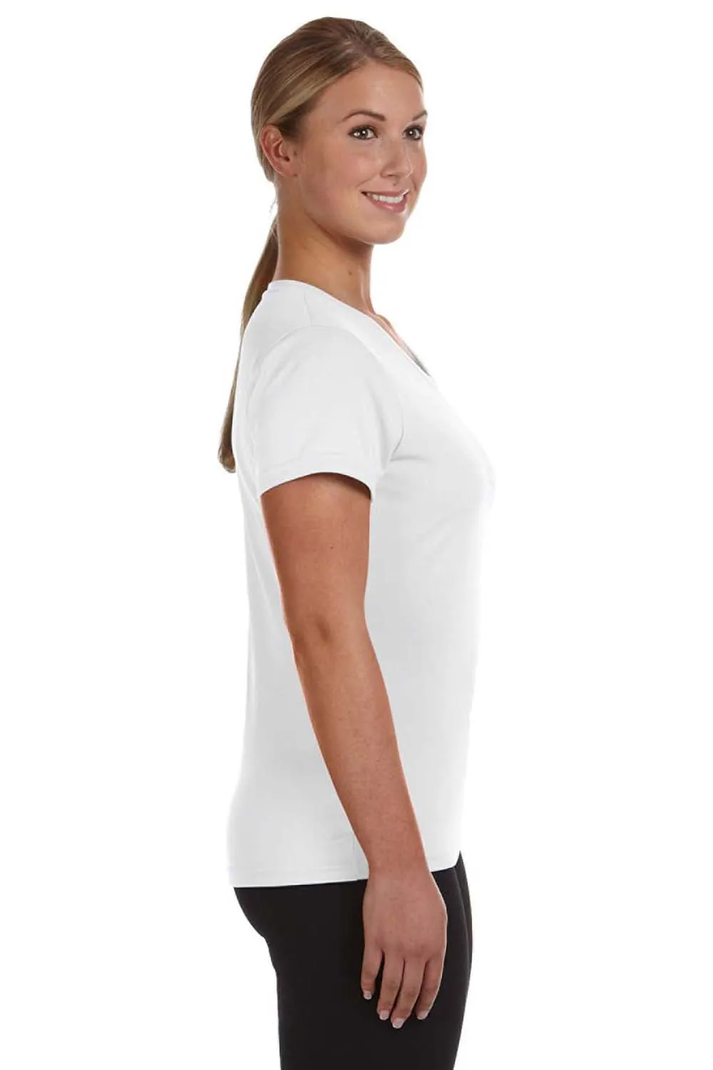 Augusta Sportswear Womens Moisture Wicking Short Sleeve V-Neck T-Shirt - White