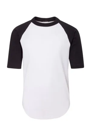 Augusta Sportswear Youth Raglan 3/4 Sleeve Crewneck T-Shirt - White/Black