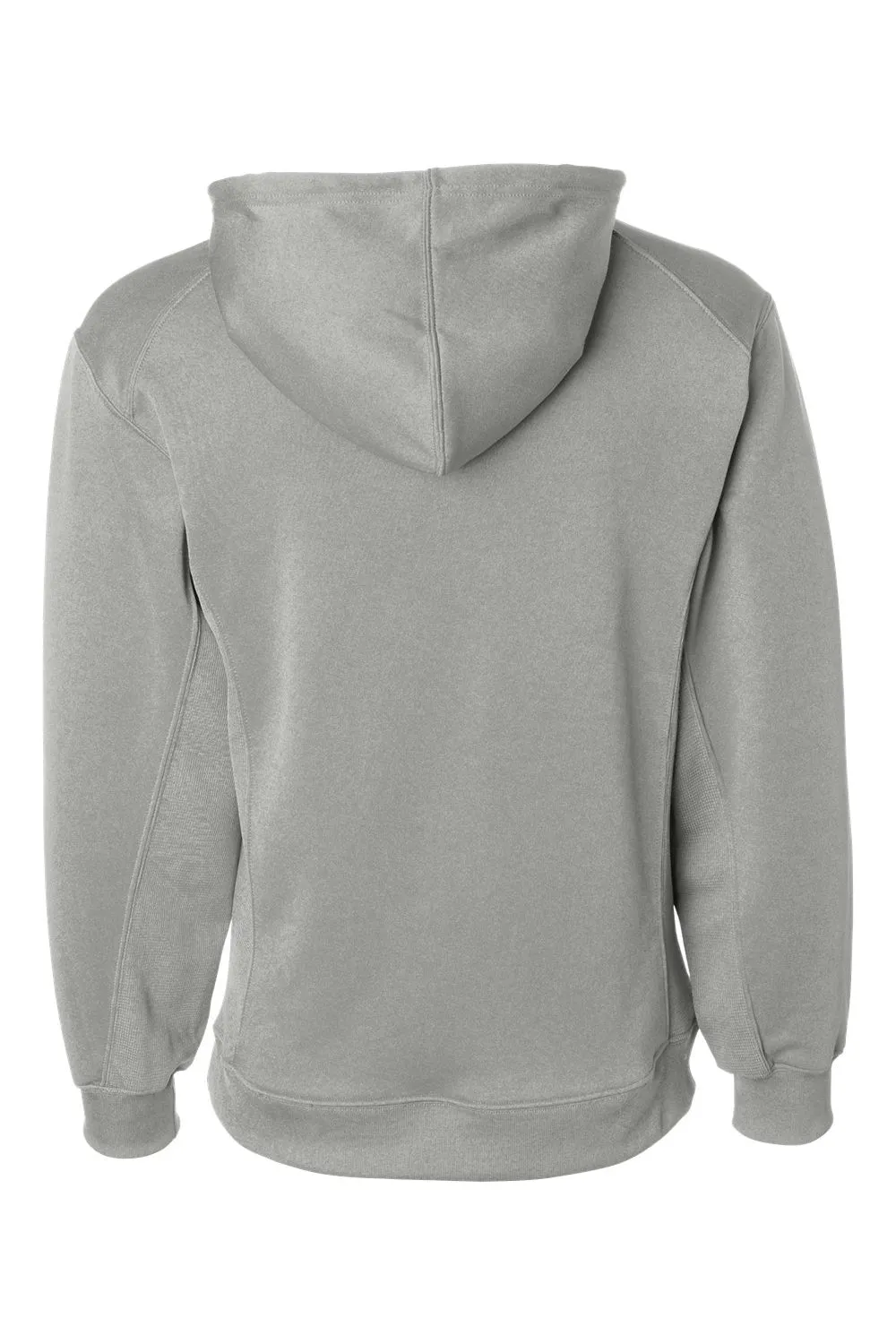 Badger Mens Performance Moisture Wicking Fleece Hooded Sweatshirt Hoodie w/ Pouch Pocket - Silver Grey