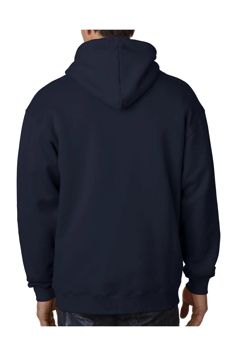 Bayside Mens Thermal Lined Full Zip Hooded Sweatshirt Hoodie w/ Pockets - Navy Blue