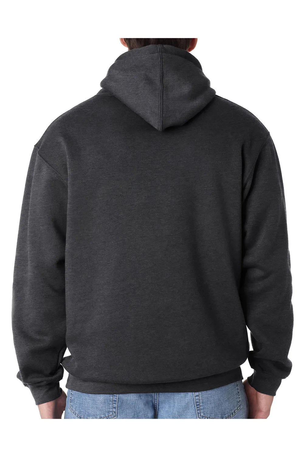 Bayside Mens USA Made Hooded Sweatshirt Hoodie w/ Pouch Pocket - Heather Charcoal Grey
