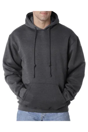 Bayside Mens USA Made Hooded Sweatshirt Hoodie w/ Pouch Pocket - Heather Charcoal Grey