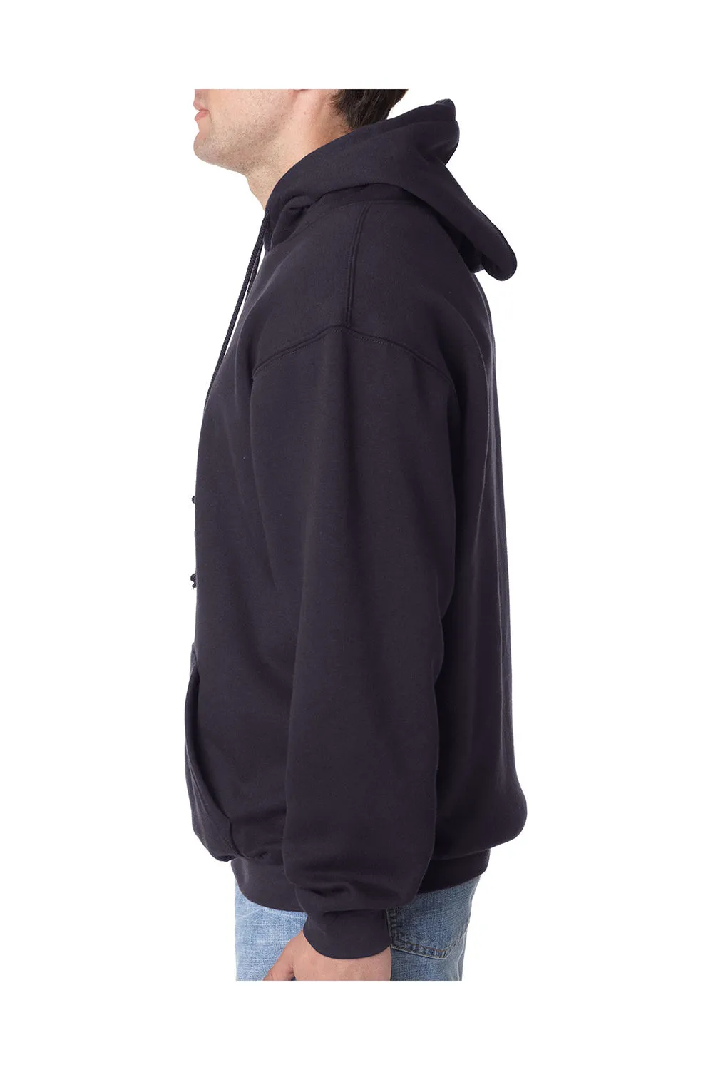 Bayside Mens USA Made Hooded Sweatshirt Hoodie w/ Pouch Pocket - Navy Blue