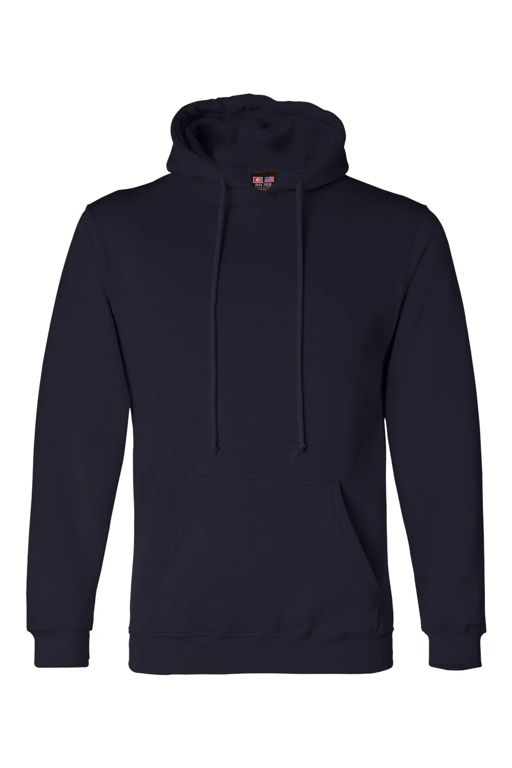 Bayside Mens USA Made Hooded Sweatshirt Hoodie w/ Pouch Pocket - Navy Blue