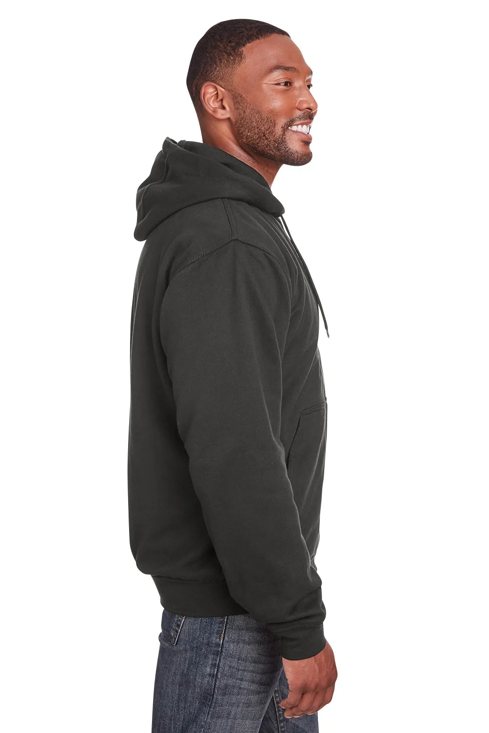 Berne Mens Heritage Fleece Full Zip Hooded Sweatshirt Hoodie w/ Pockets - Charcoal Grey
