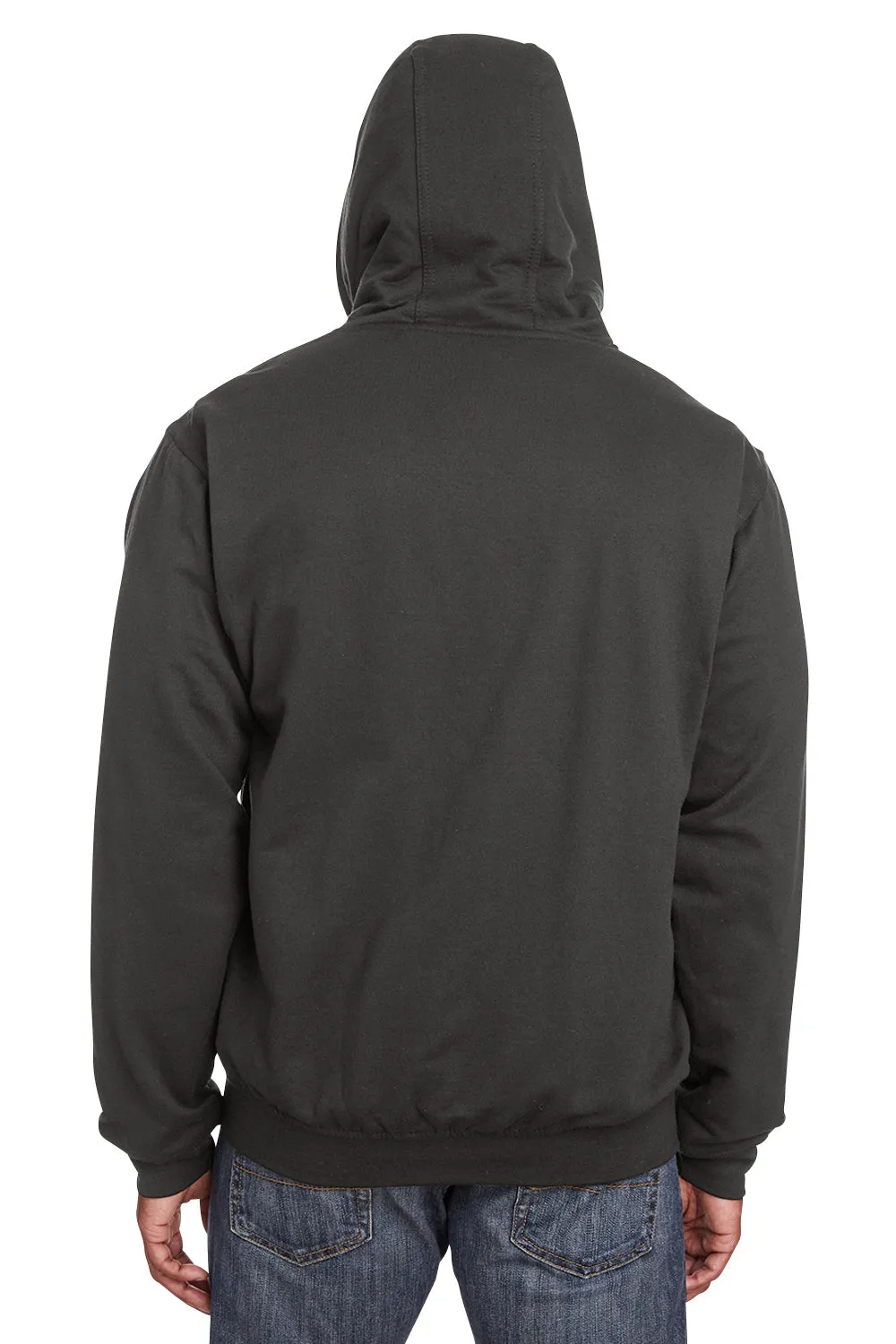 Berne Mens Heritage Fleece Full Zip Hooded Sweatshirt Hoodie w/ Pockets - Charcoal Grey