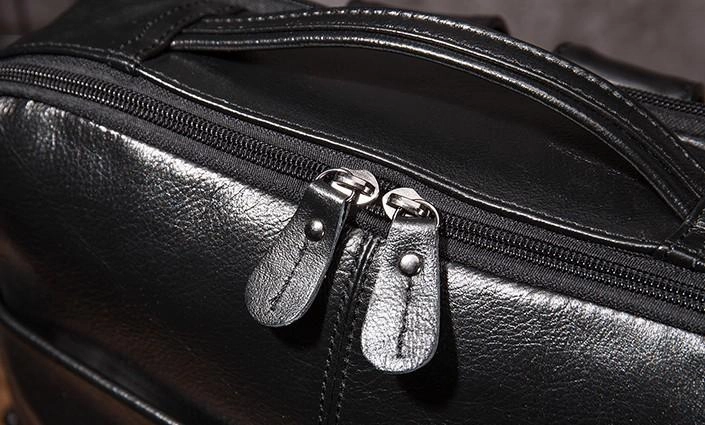 Black Cool Mens Leather Backpack Travel Backpack Leather 15inch Laptop Backpack for Men