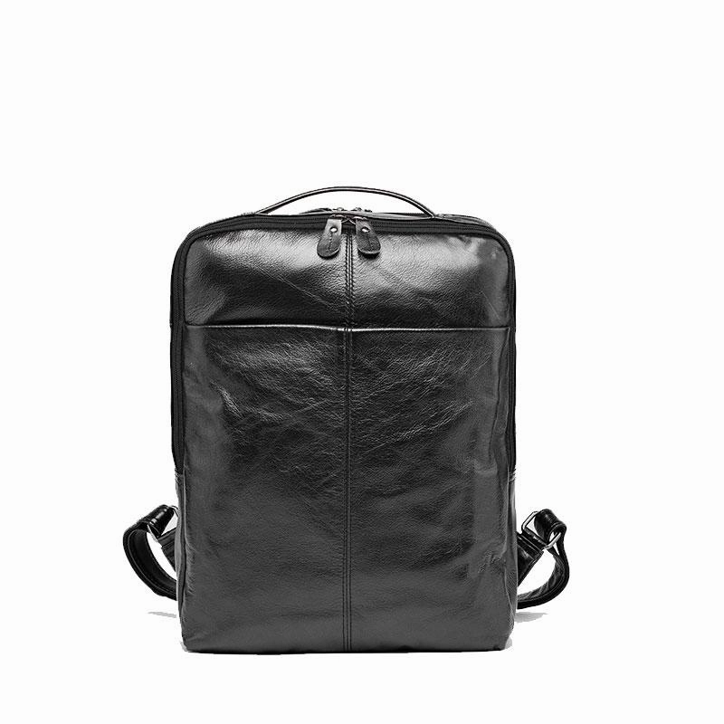 Black Cool Mens Leather Backpack Travel Backpack Leather 15inch Laptop Backpack for Men