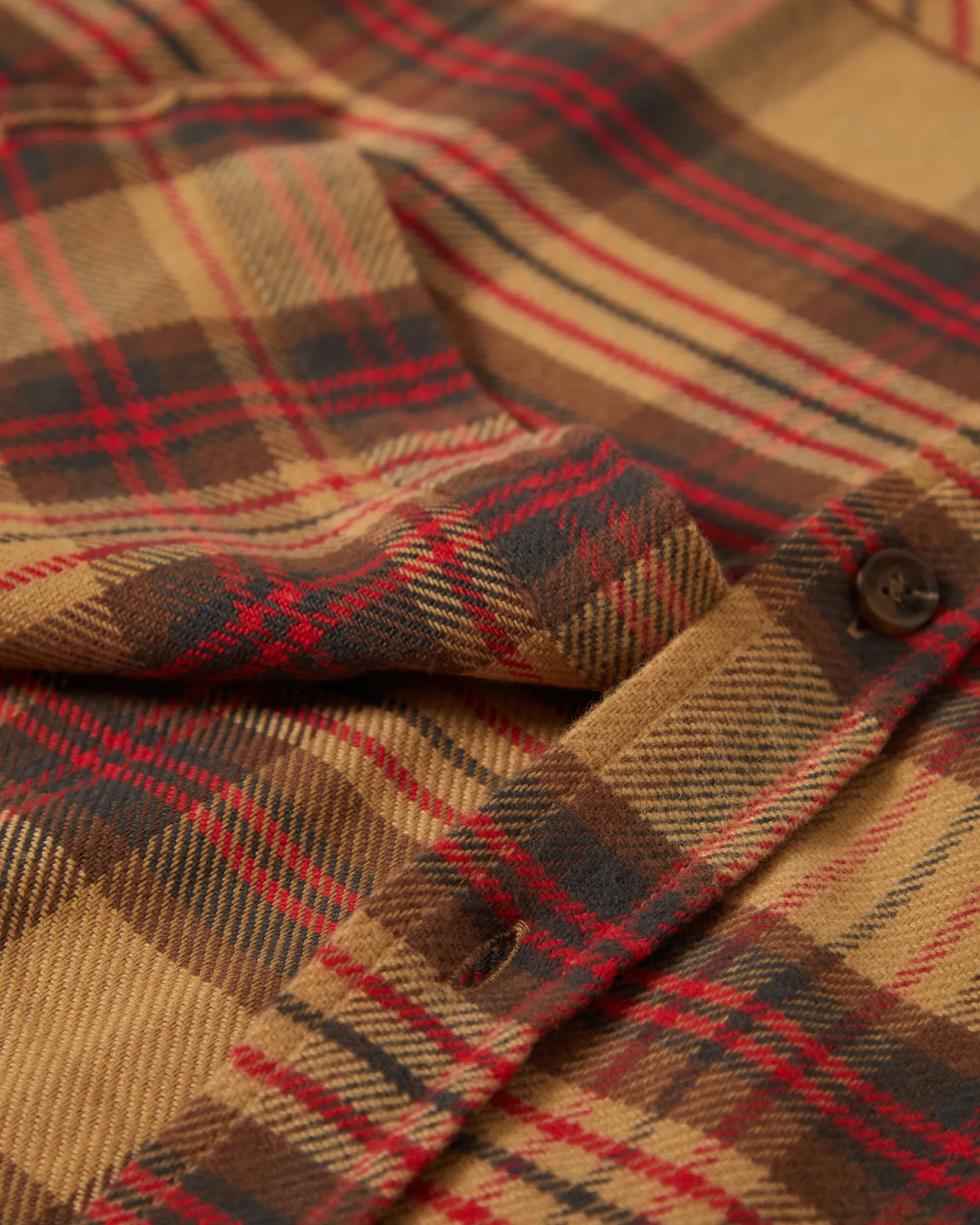 Bowery Flannel Shirt in Curry, Washed Black & Crimson