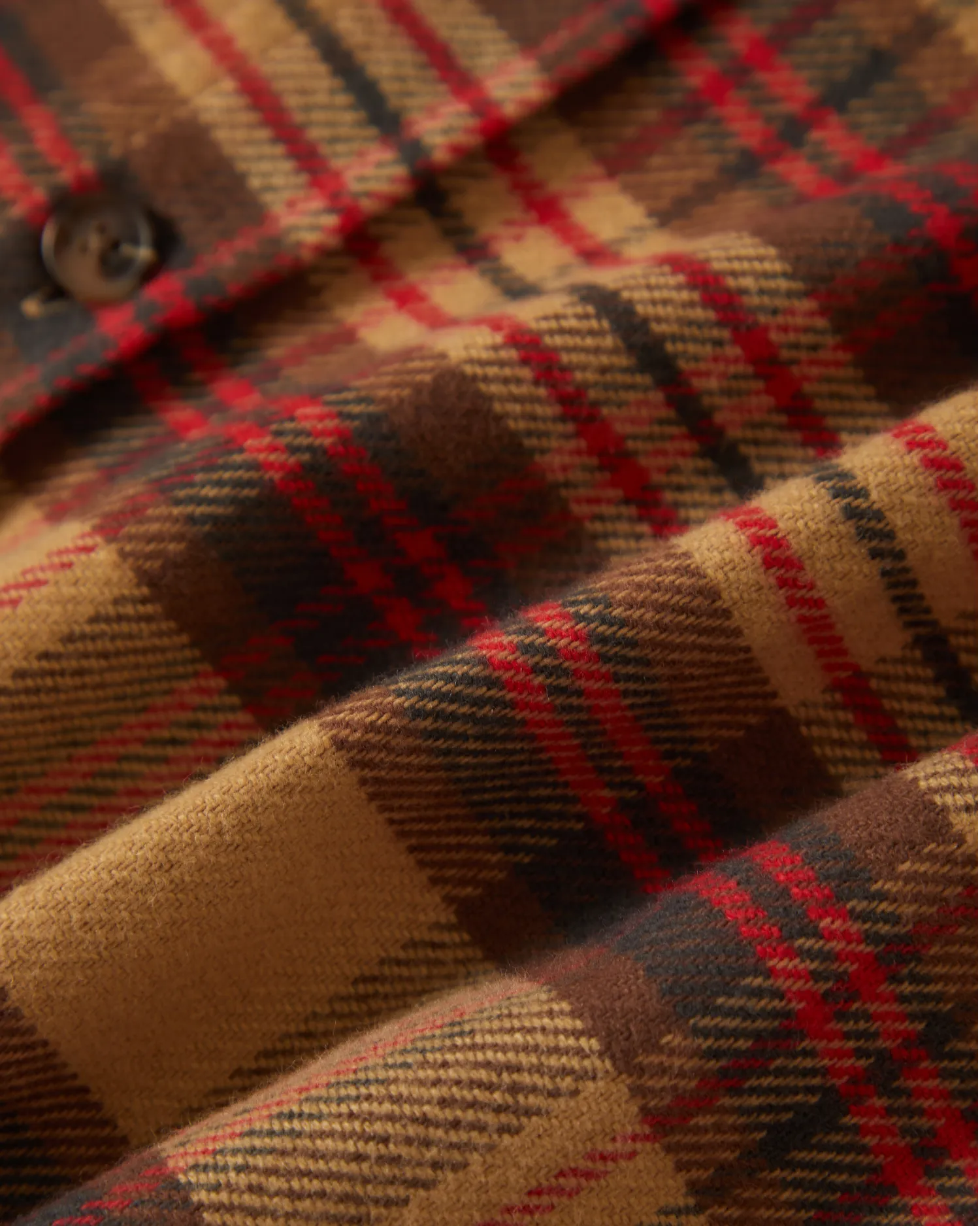Bowery Flannel Shirt in Curry, Washed Black & Crimson