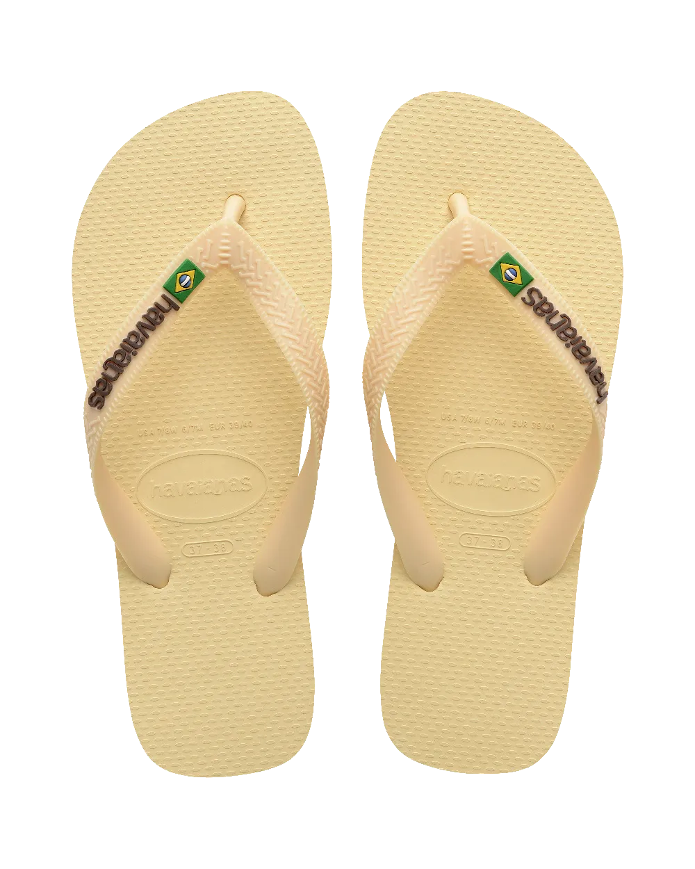 Brazil Logo Flip Flops in Buttercream