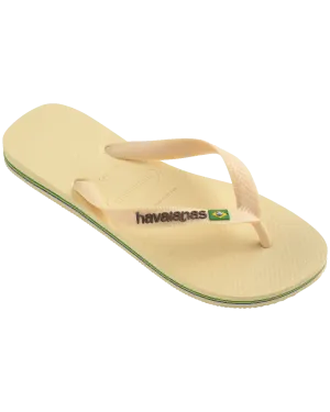 Brazil Logo Flip Flops in Buttercream