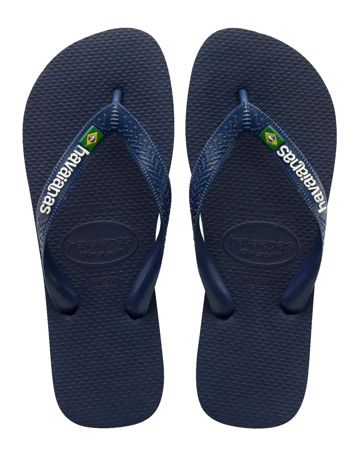 Brazil Logo Flip Flops in Navy Blue