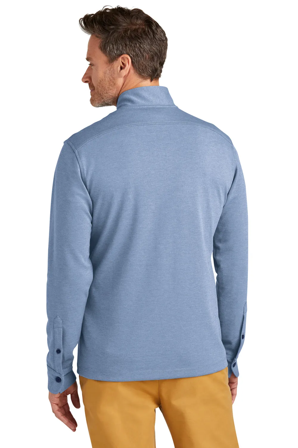 Brooks Brothers Mens 1/4 Button Down Sweatshirt - Heather Aegean Blue