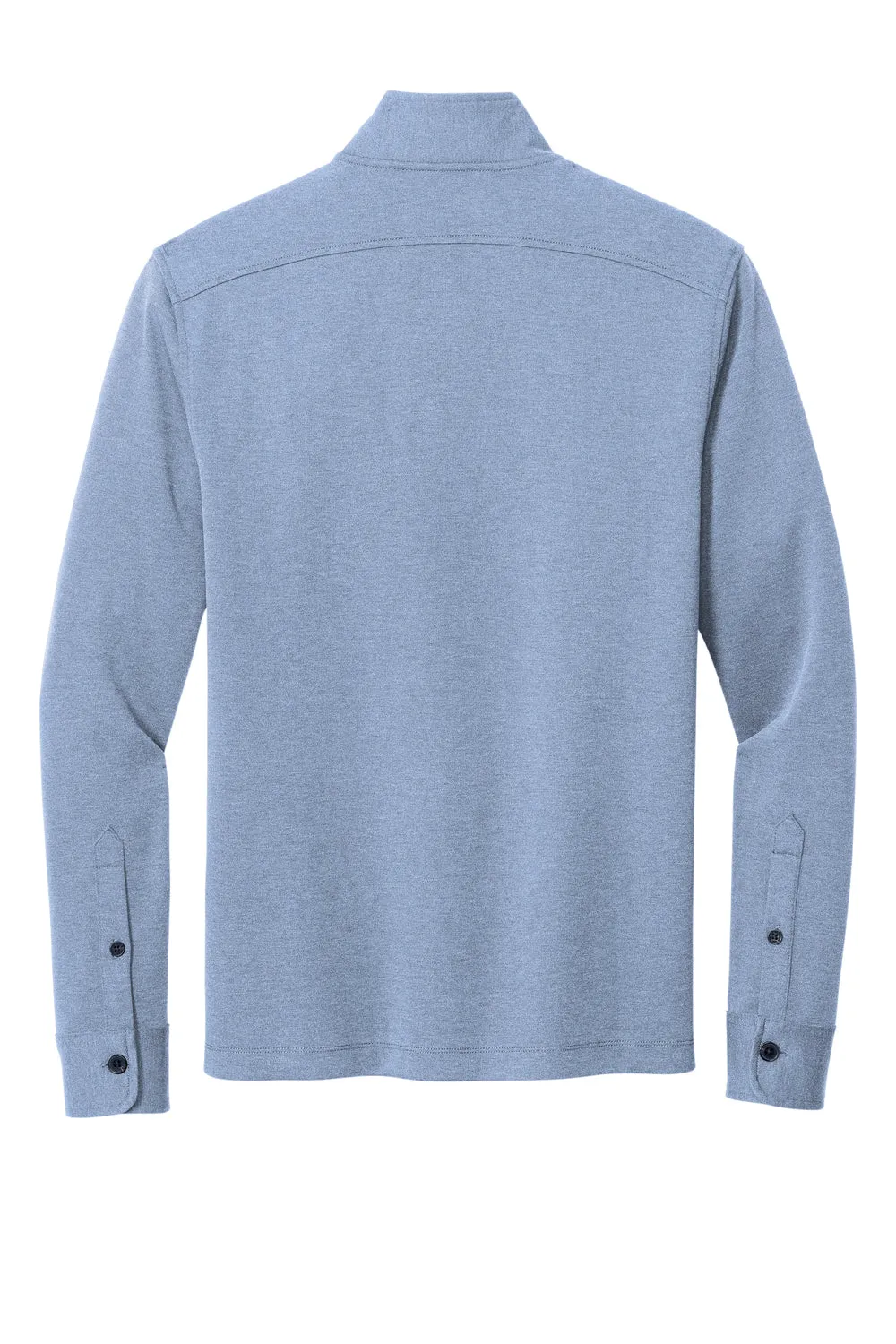 Brooks Brothers Mens 1/4 Button Down Sweatshirt - Heather Aegean Blue