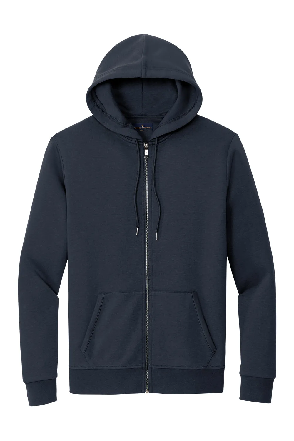 Brooks Brothers Mens Double Knit Full Zip Hooded Sweatshirt Hoodie w/ Pockets - Night Navy Blue