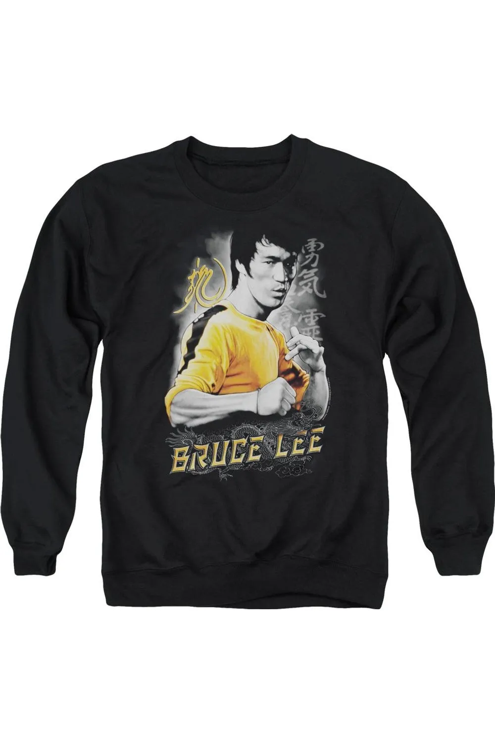 Bruce Lee Yellow Dragon Adult Crewneck Sweatshirt