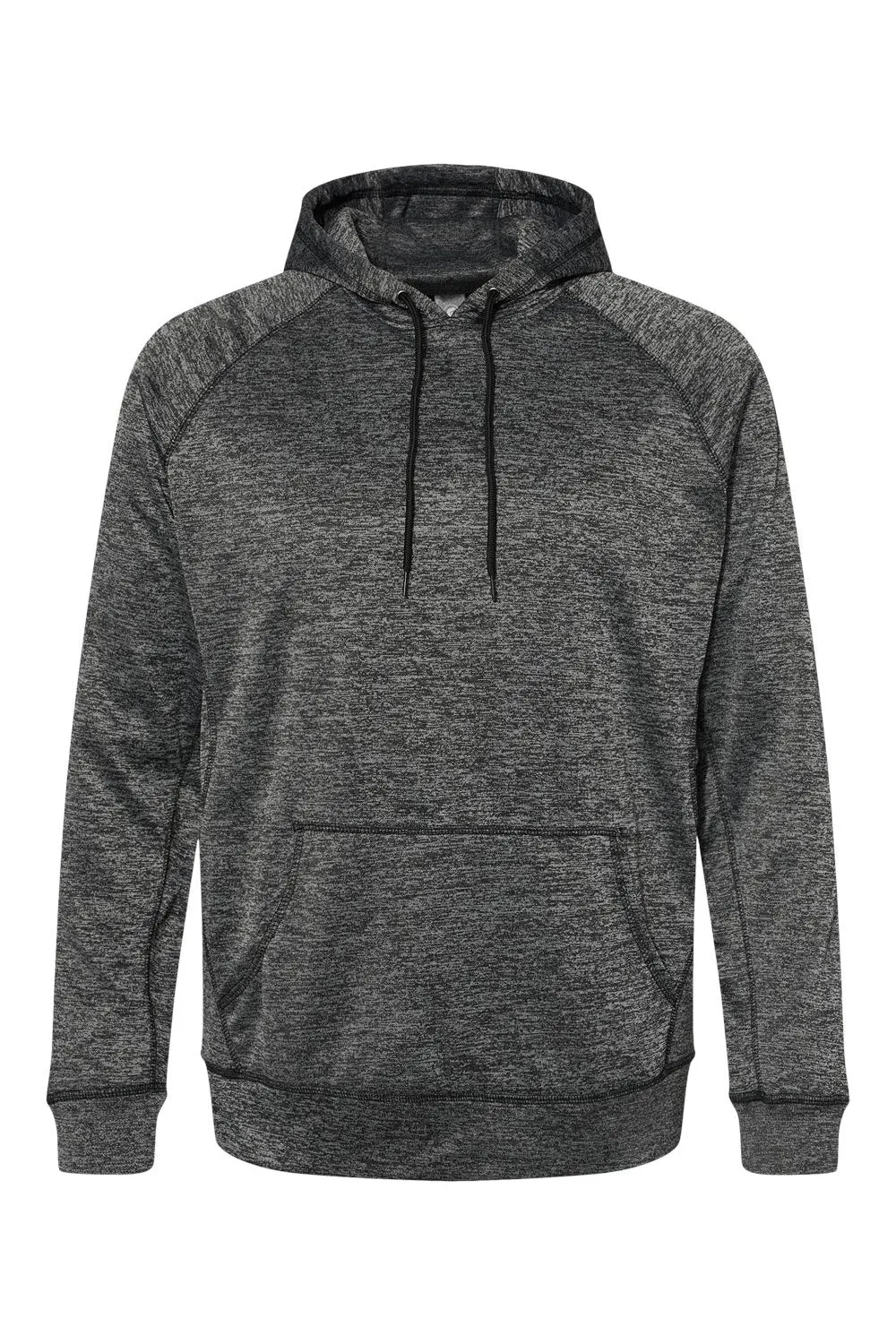 Burnside Mens Performance Raglan Hooded Sweatshirt Hoodie w/ Pouch Pocket - Heather Charcoal Grey