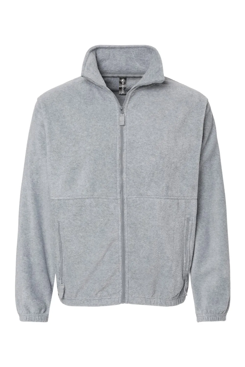 Burnside Mens Polar Fleece Full Zip Sweatshirt w/ Pockets - Heather Grey