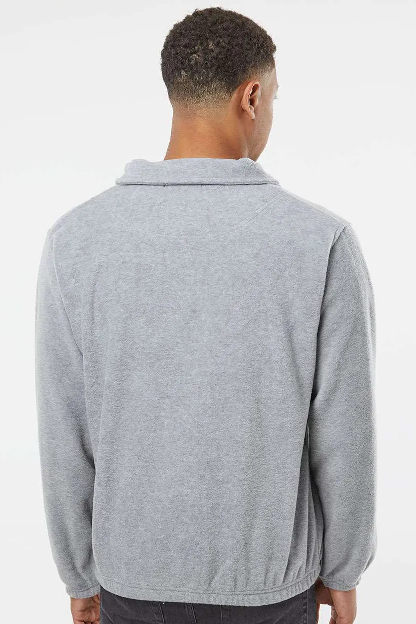 Burnside Mens Polar Fleece Full Zip Sweatshirt w/ Pockets - Heather Grey