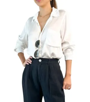 Button Down Top In White