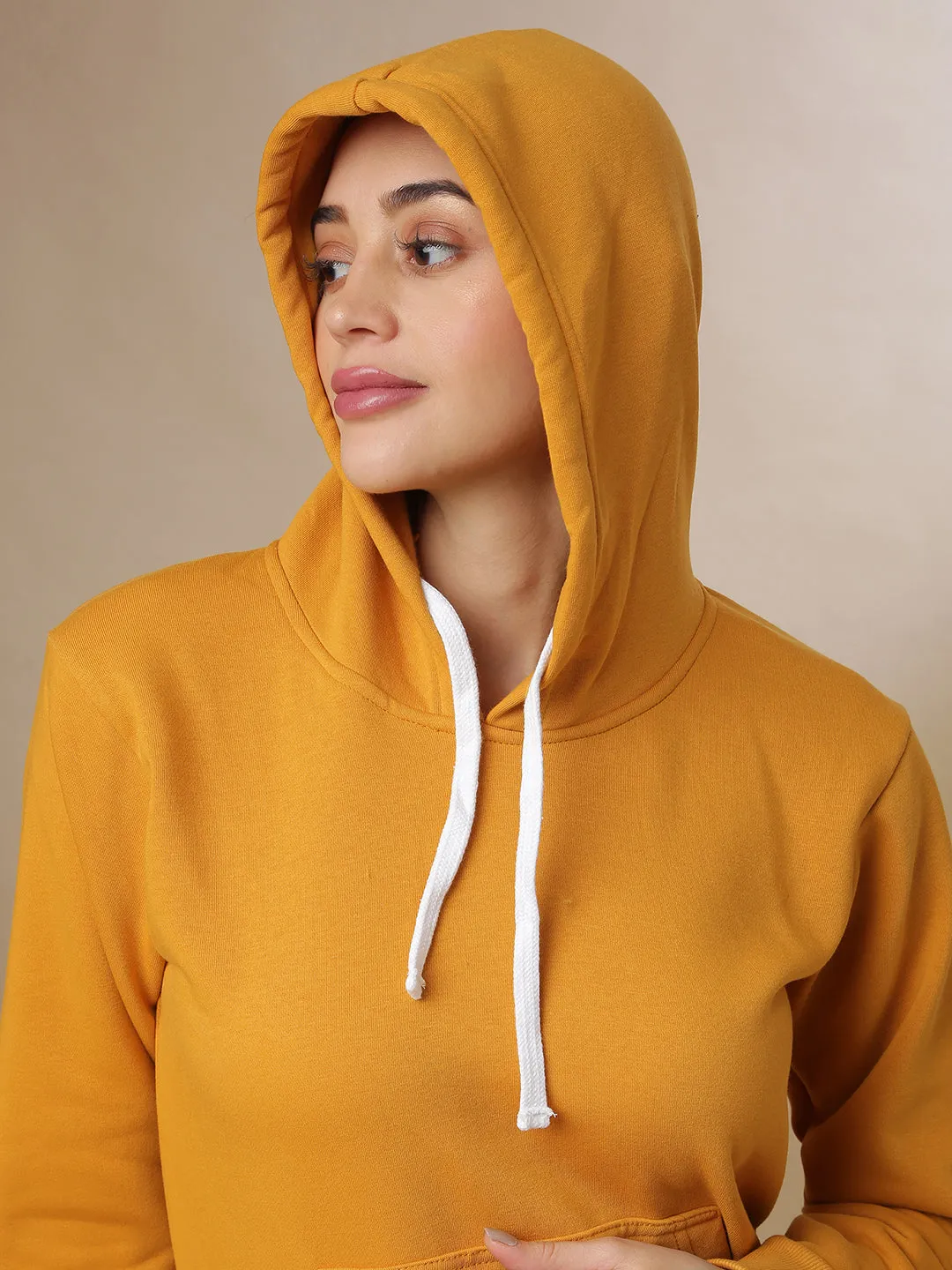 Campus Sutra Women Solid Stylish Casual Hooded Sweatshirts