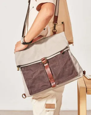 Canvas Leather Convertible Backpack Messenger Bag Satchel Backpack Mens Canvas Messenger Backpack for Men