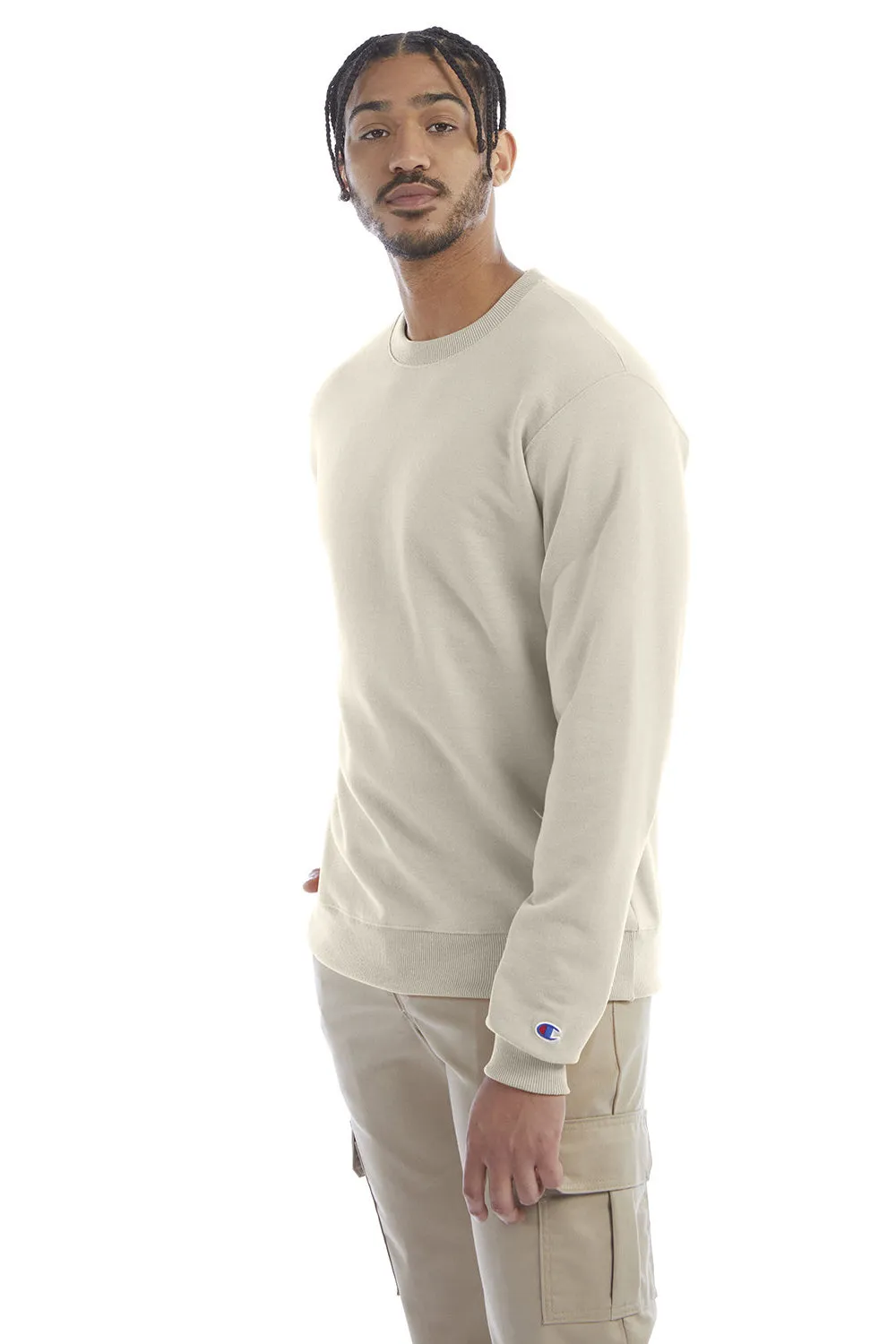 Champion Mens Double Dry Eco Moisture Wicking Fleece Crewneck Sweatshirt - Sand