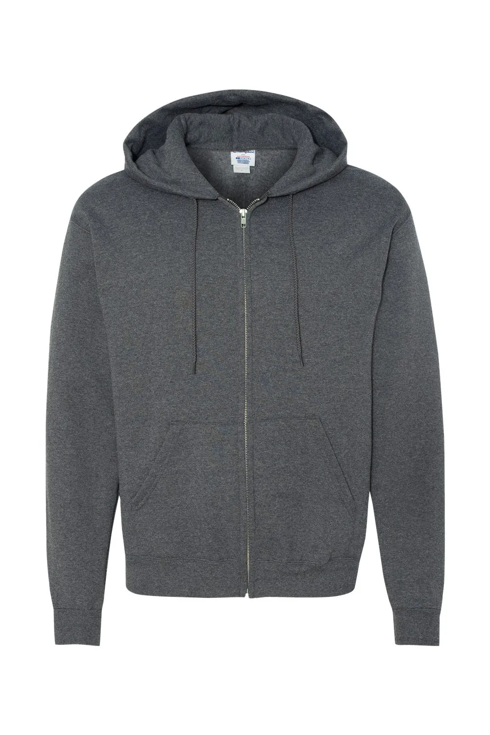 Champion Mens Double Dry Eco Moisture Wicking Fleece Full Zip Hooded Sweatshirt Hoodie w/ Pockets - Heather Charcoal Grey