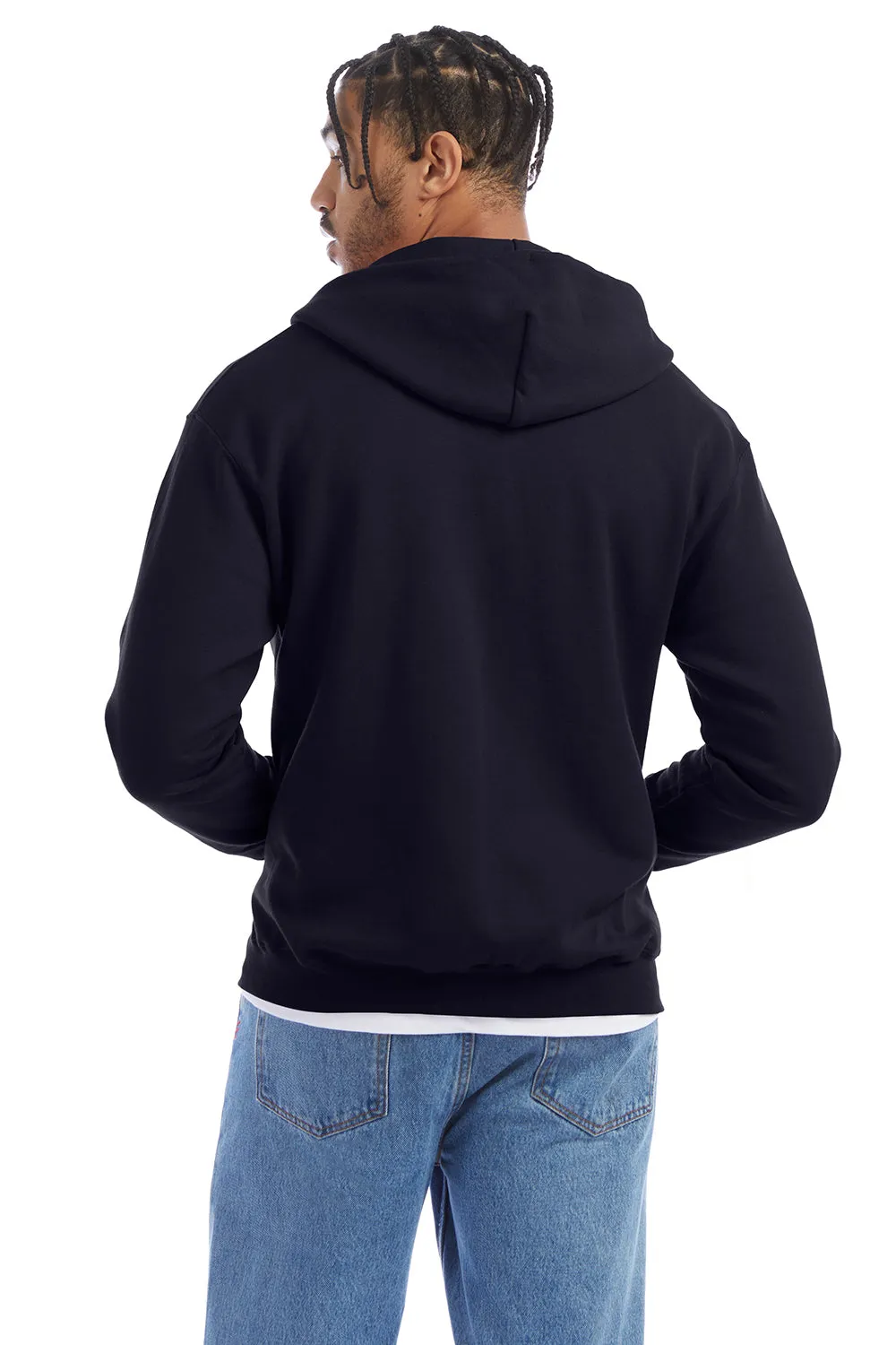Champion Mens Double Dry Eco Moisture Wicking Fleece Full Zip Hooded Sweatshirt Hoodie w/ Pockets - Navy Blue