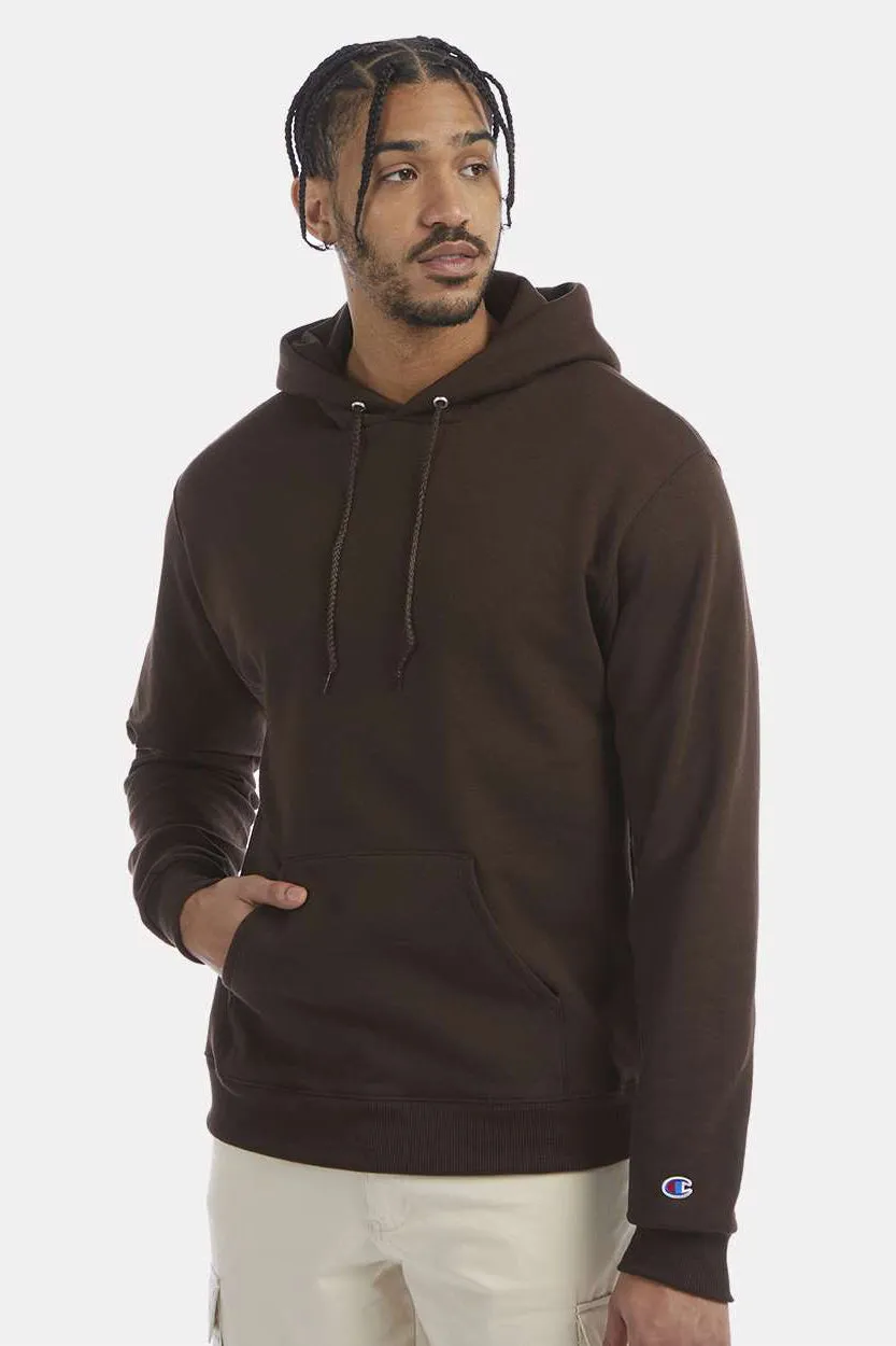 Champion Mens Double Dry Eco Moisture Wicking Fleece Hooded Sweatshirt Hoodie w/ Pouch Pocket - Chocolate Brown