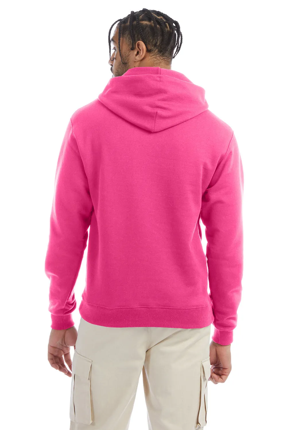 Champion Mens Double Dry Eco Moisture Wicking Fleece Hooded Sweatshirt Hoodie w/ Pouch Pocket - Wow Pink