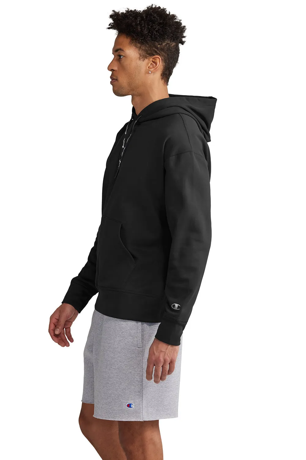 Champion Mens Sport Hooded Sweatshirt Hoodie w/ Pouch Pocket - Black