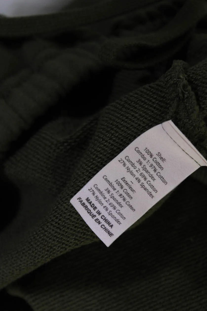 Cinq à Sept Womens Olive Green Cotton Long Sleeve Sweatshirt Blouse Top