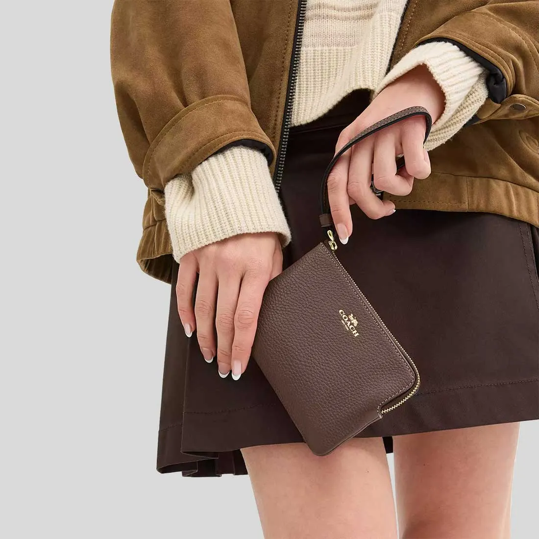 Coach Bags COACH Corner Zip Wristlet Dark Stone CP483