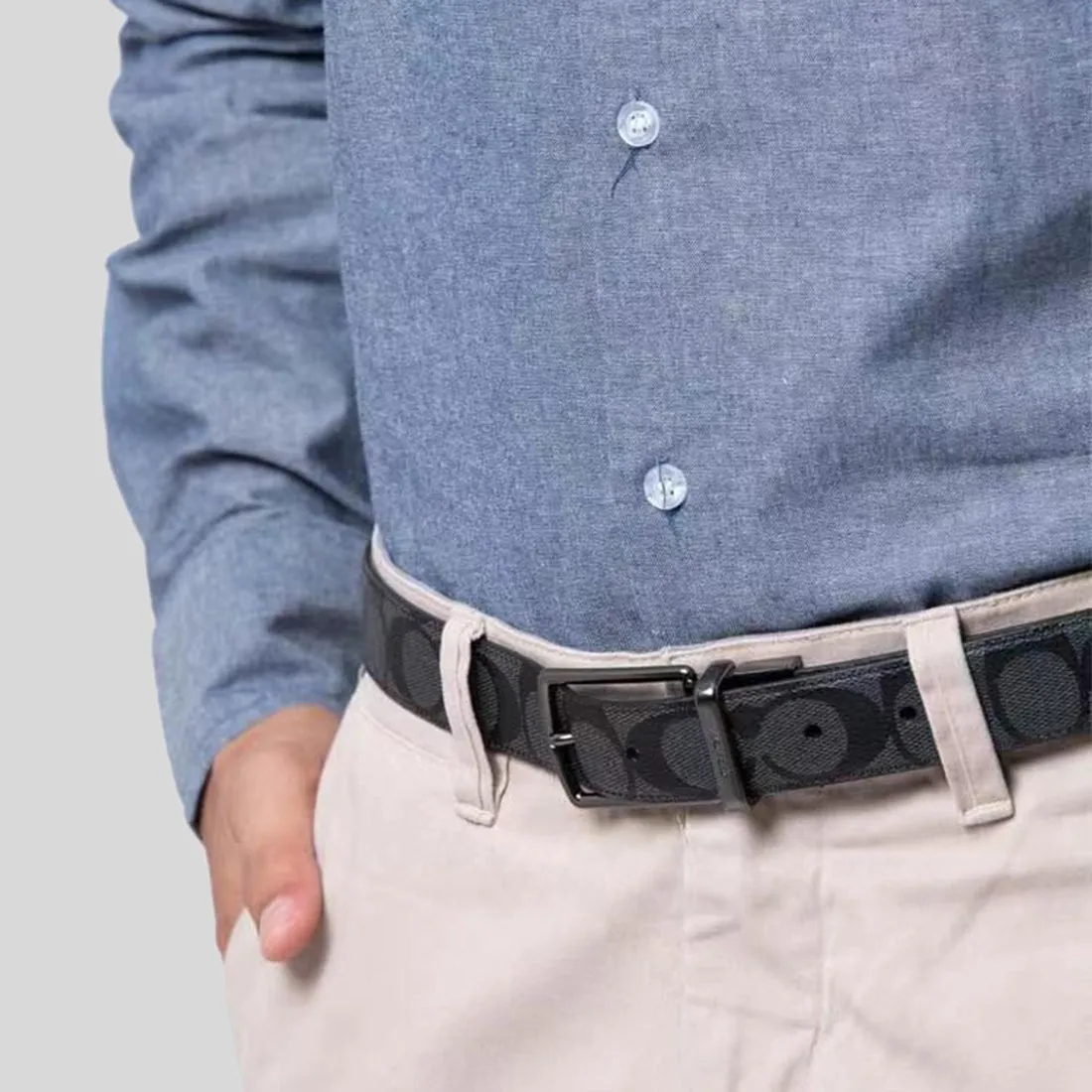 Coach Bags COACH Harness Buckle Cut To Size Reversible Belt, 38 Mm Charcoal/Black CQ022