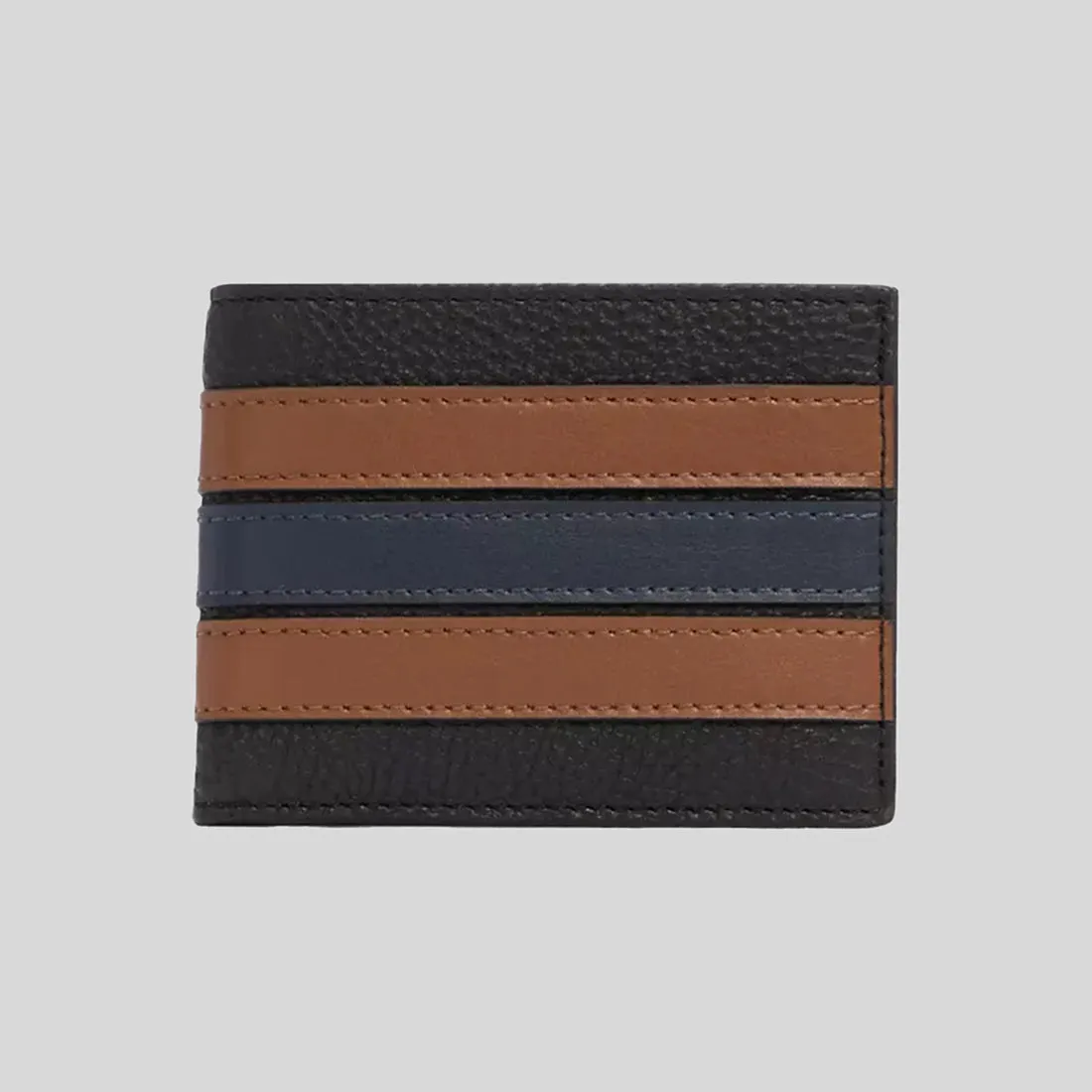 Coach Bags COACH Slim Billfold Wallet With Varsity Stripe Black Saddle 3003