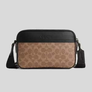 Coach Crossbody Bag COACH Graham Crossbody Bag In Signature Canvas Tan/Black CV921