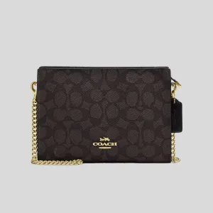 Coach Crossbody Bag COACH Slim Crossbody Bag In Signature Canvas Walnut/Black CW204