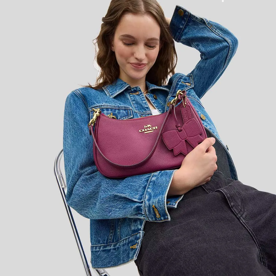 Coach Crossbody Bag COACH Teri Shoulder Bag With Bow Charm Pink CY654