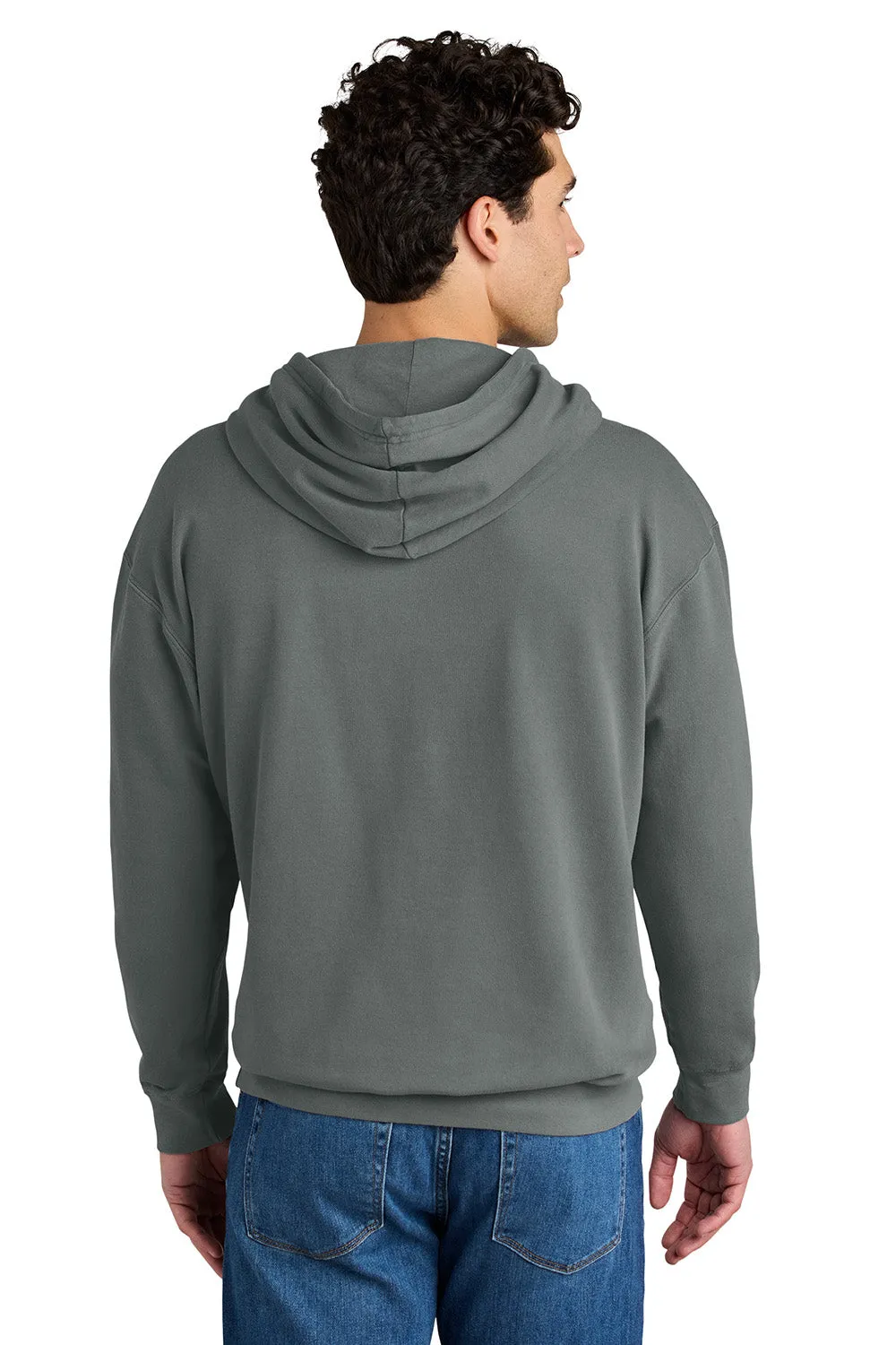 Comfort Colors Mens Garment Dyed Fleece Hooded Sweatshirt Hoodie - Grey