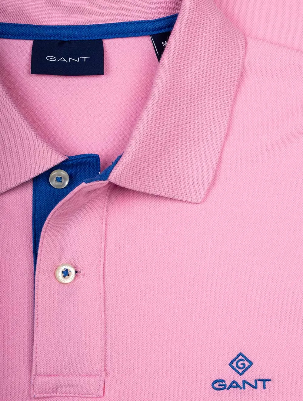 Contrast Collar Piqu�� Polo Shirt Bright Pink