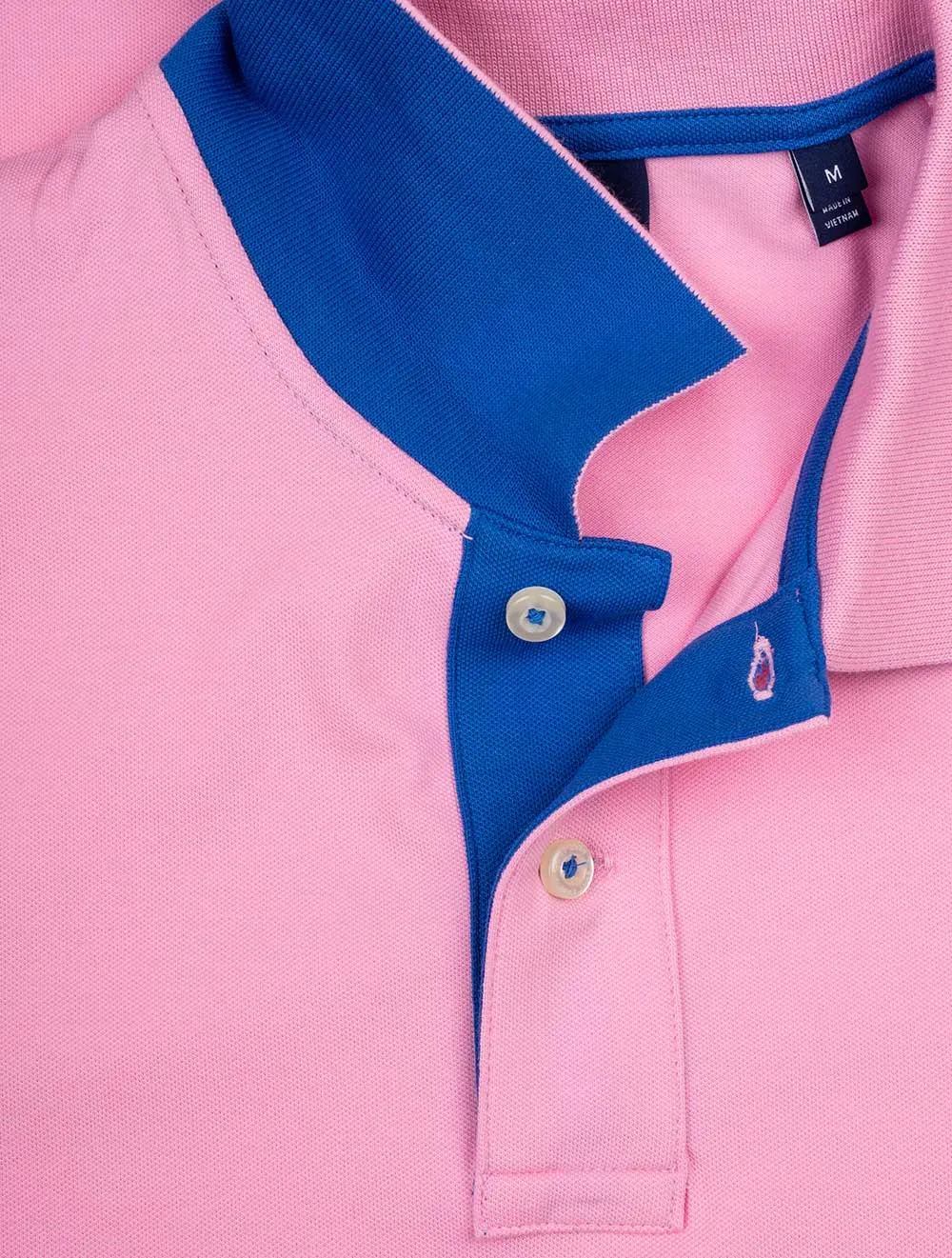Contrast Collar Piqu�� Polo Shirt Bright Pink
