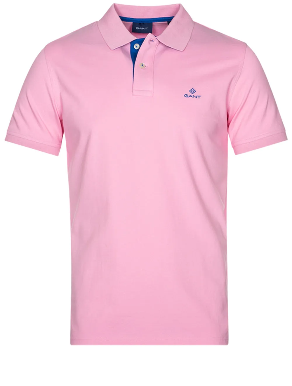 Contrast Collar Piqu�� Polo Shirt Bright Pink