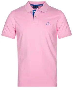 Contrast Collar Piqu�� Polo Shirt Bright Pink